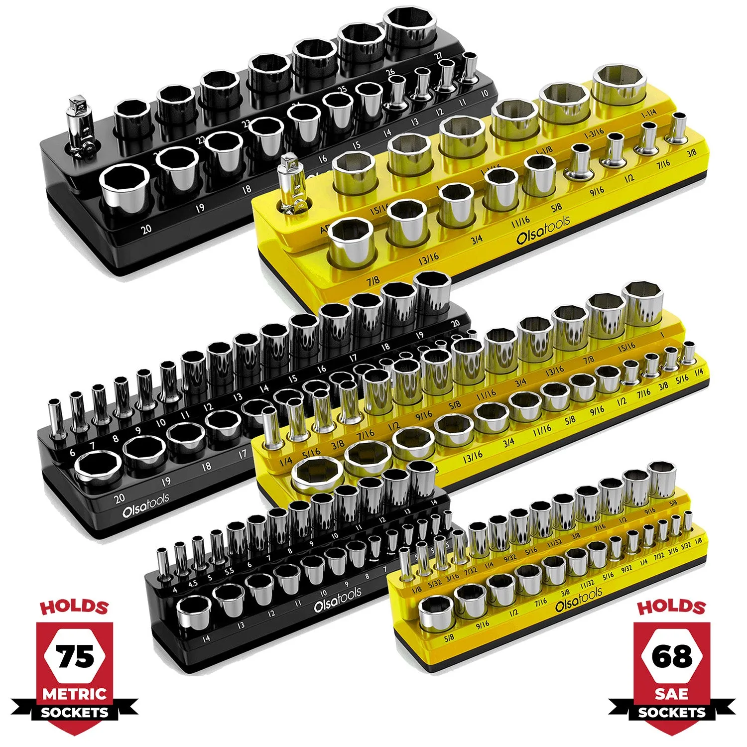 2-Row Magnetic Socket Holder Marked With Socket Sizes