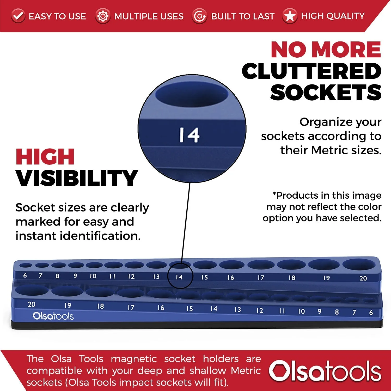 2-Row Magnetic Socket Holder Marked With Socket Sizes