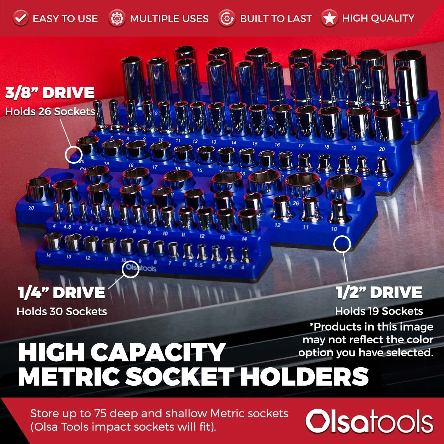 2-Row Magnetic Socket Holder Marked With Socket Sizes