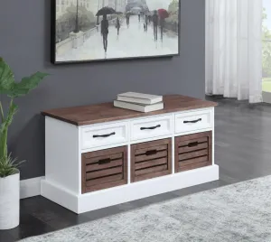 3-drawer Storage Bench Weathered Brown and White