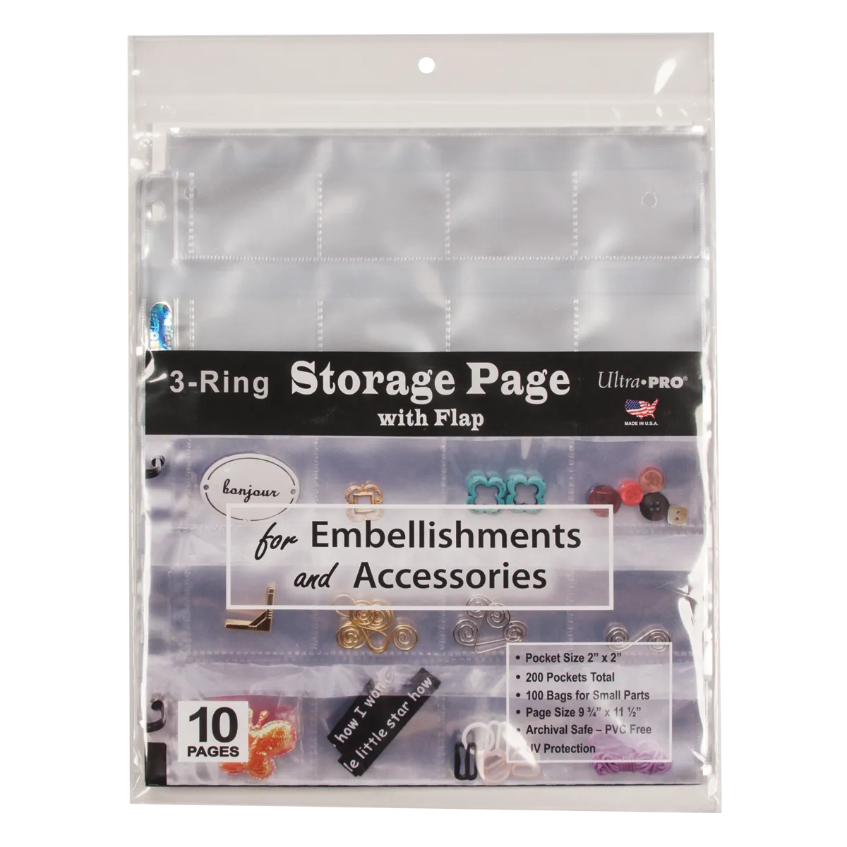 3-Hole Storage Pages (10ct) with Flaps