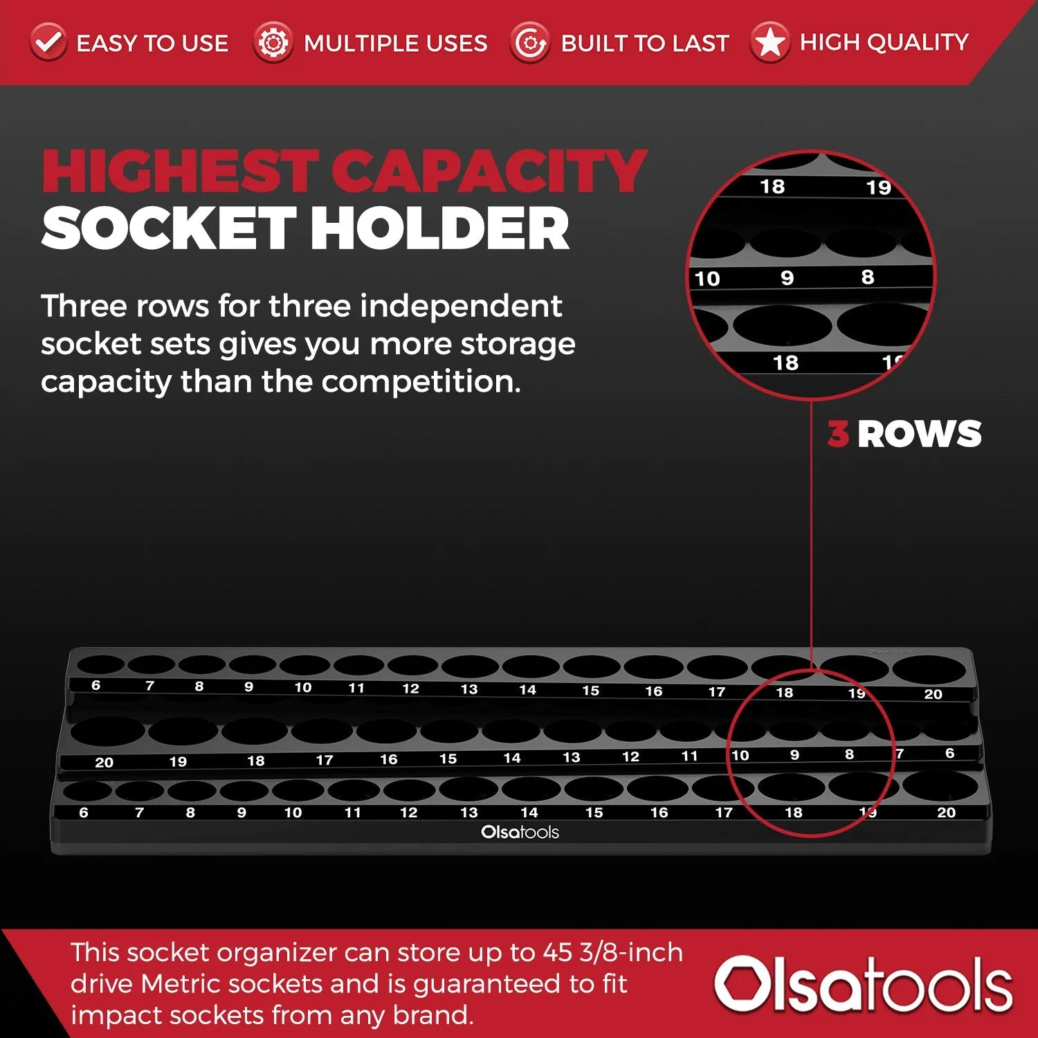 3-Row Magnetic Socket Holder