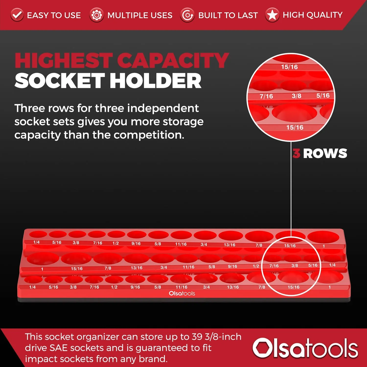 3-Row Magnetic Socket Holder