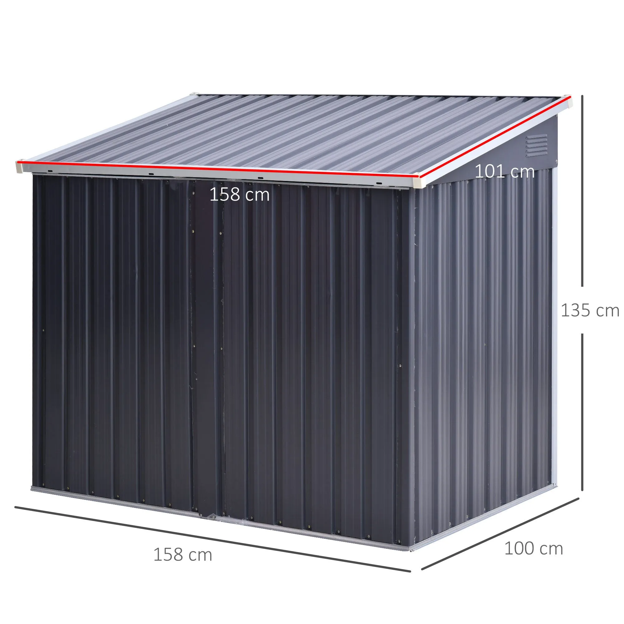 5ft x 3ft Garden 2-Bin Corrugated Steel Rubbish Storage Shed w/ Locking Doors Lid Outdoor Hygienic Dustbin Unit Garbage Trash Cover