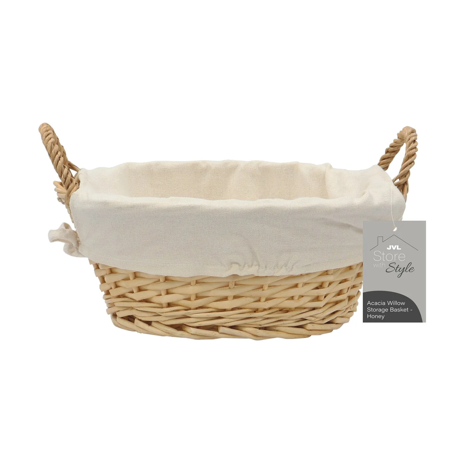 Acacia Honey Round Willow Storage Basket