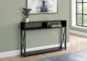 Accent Table - 48"L / Espresso / Black Metal Hall Console