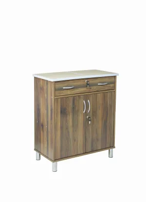 AFT 2 Door Wooden Kitchen Storage Cabinet With Drawer, Colombia Walnut