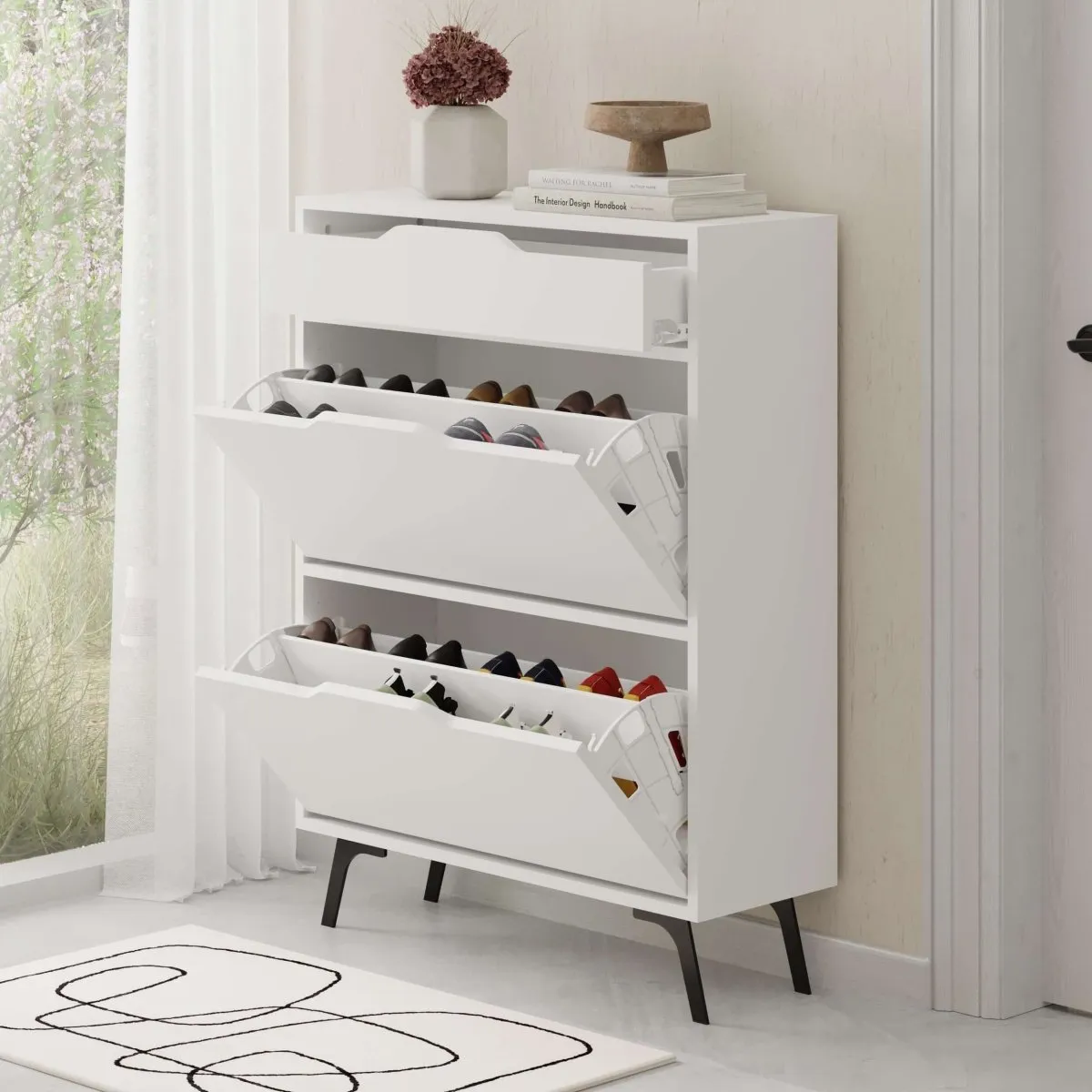 Asta Modern Shoe Cabinet with Drawers