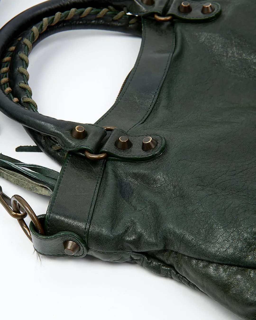 Balenciaga Forest Green Leather Motocross Classic First Bag