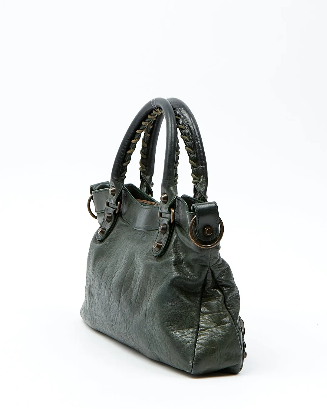 Balenciaga Forest Green Leather Motocross Classic First Bag