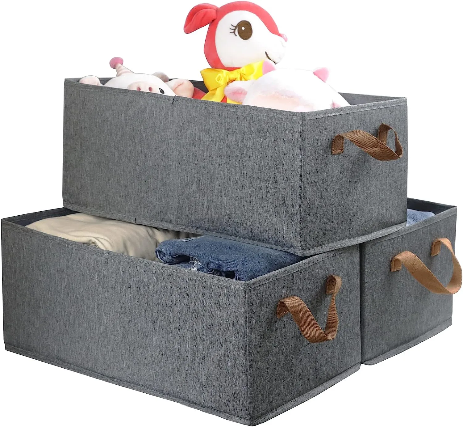 Blushbees® 3-Pack Large Capacity Storage Bins - Sturdy Foldable Boxes