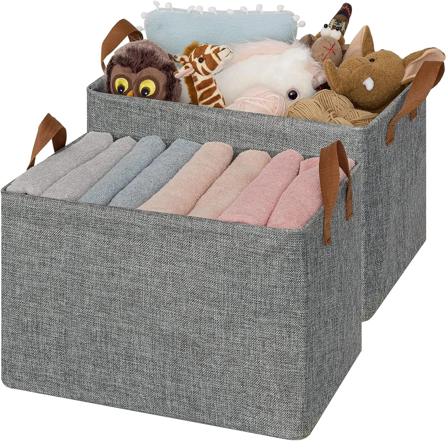 Blushbees Storage Baskets with Metal Frame for Organizing Wardrobe, Shelves, Bedroom and Closet.