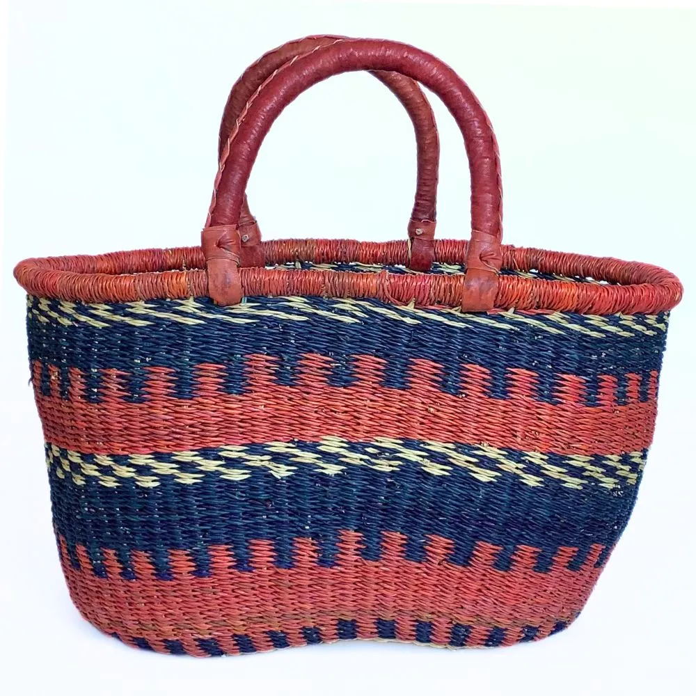 Bolga Oval Basket with Leather Handles G140A Extra Large