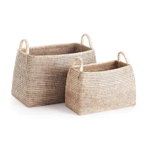 Burma Rattan Magazine Baskets - Set Of 2