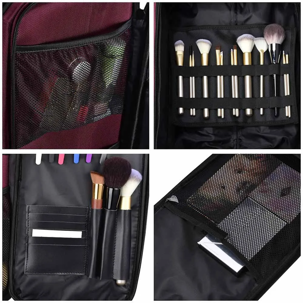 Byootique Nylon Makeup Case w/ Wheels & 6 Cosmetic Bags