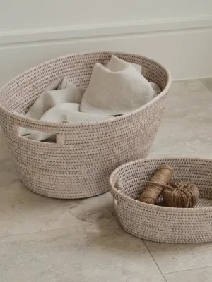 Cesta White Rattan Basket