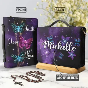 Christianart Bible Cover - Faith Hope Love Purple Butterfly - Personalized Gifts for Pastor - Gifts For Women - CABBBCV05060324.