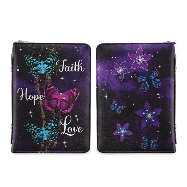 Christianart Bible Cover - Faith Hope Love Purple Butterfly - Personalized Gifts for Pastor - Gifts For Women - CABBBCV05060324.