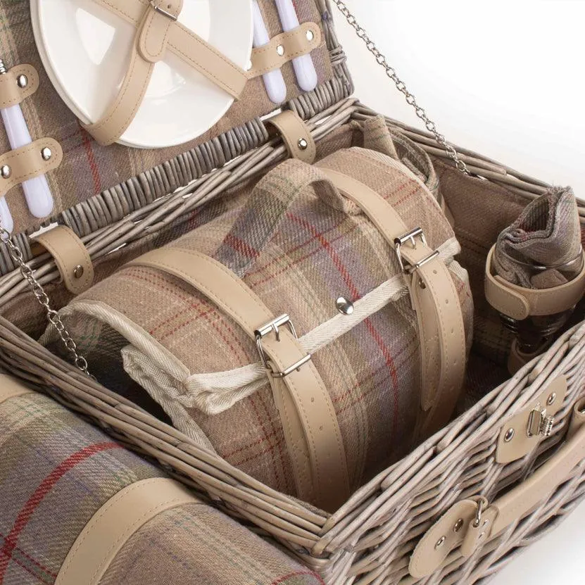 Classic Tartan Picnic Basket for Two