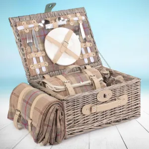 Classic Tartan Picnic Basket for Two