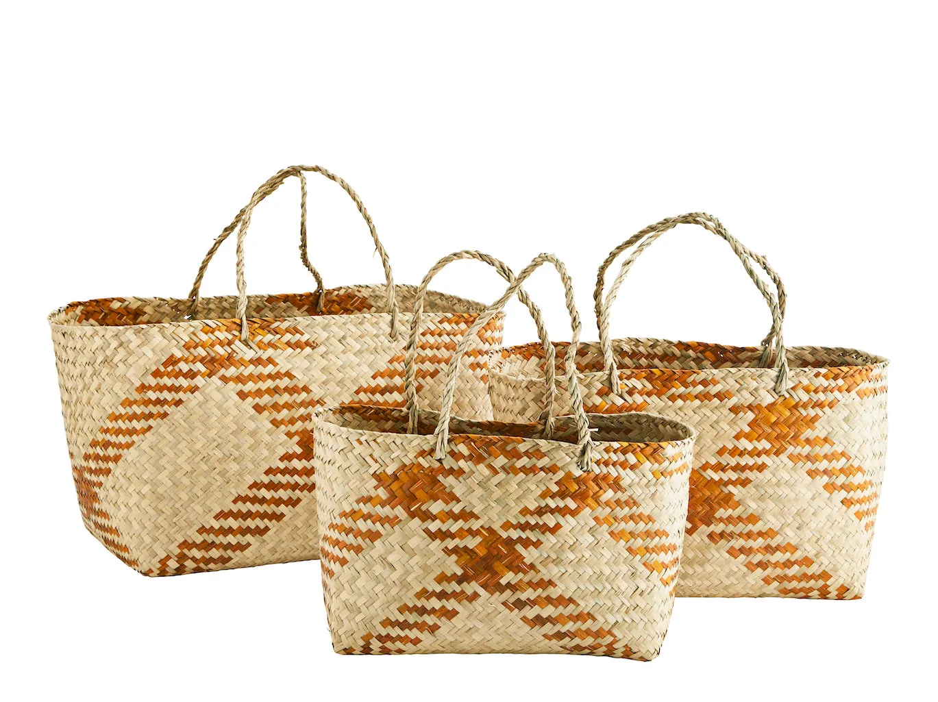 Colourful Striped Seagrass Baskets With Handles