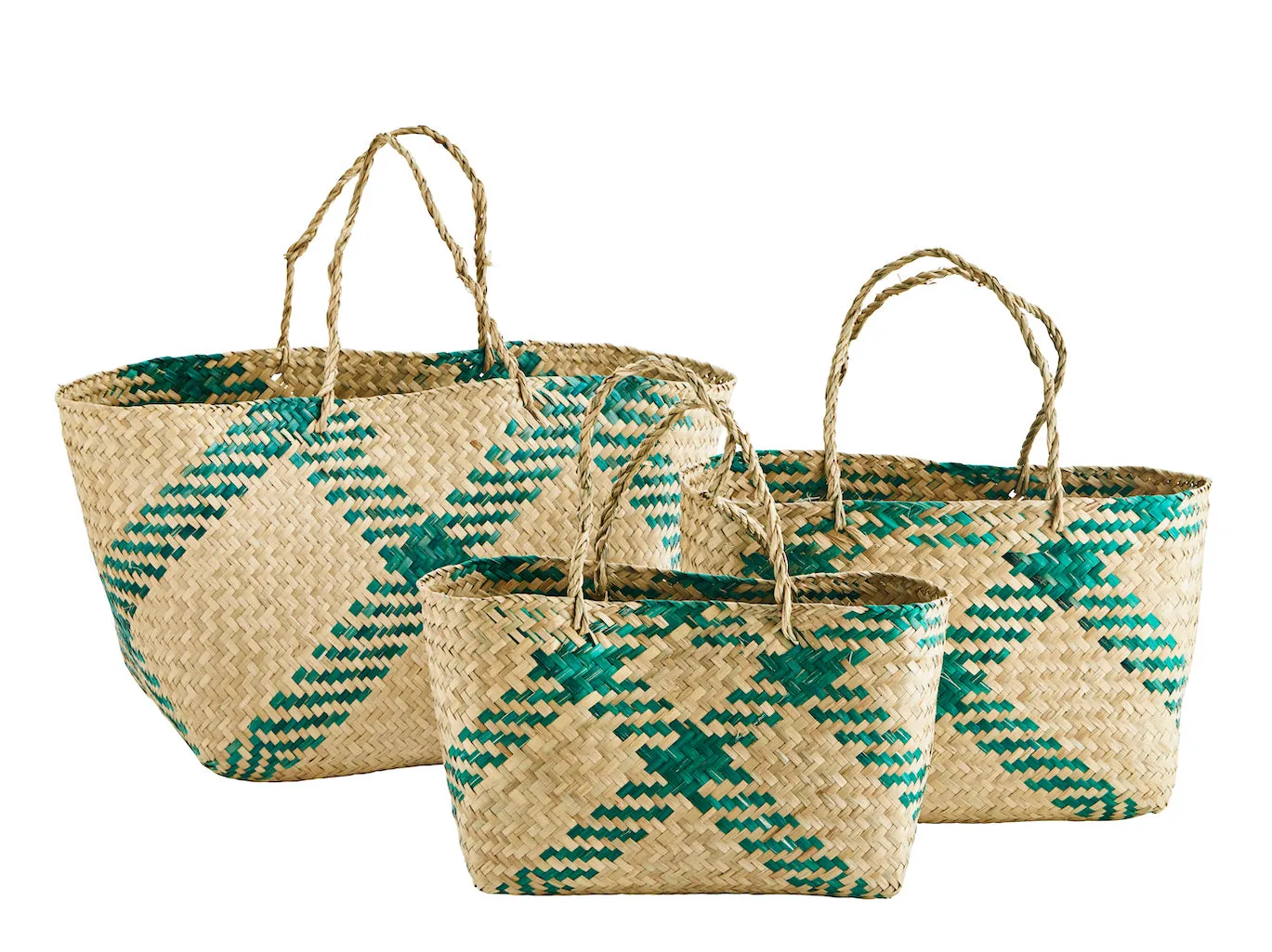 Colourful Striped Seagrass Baskets With Handles