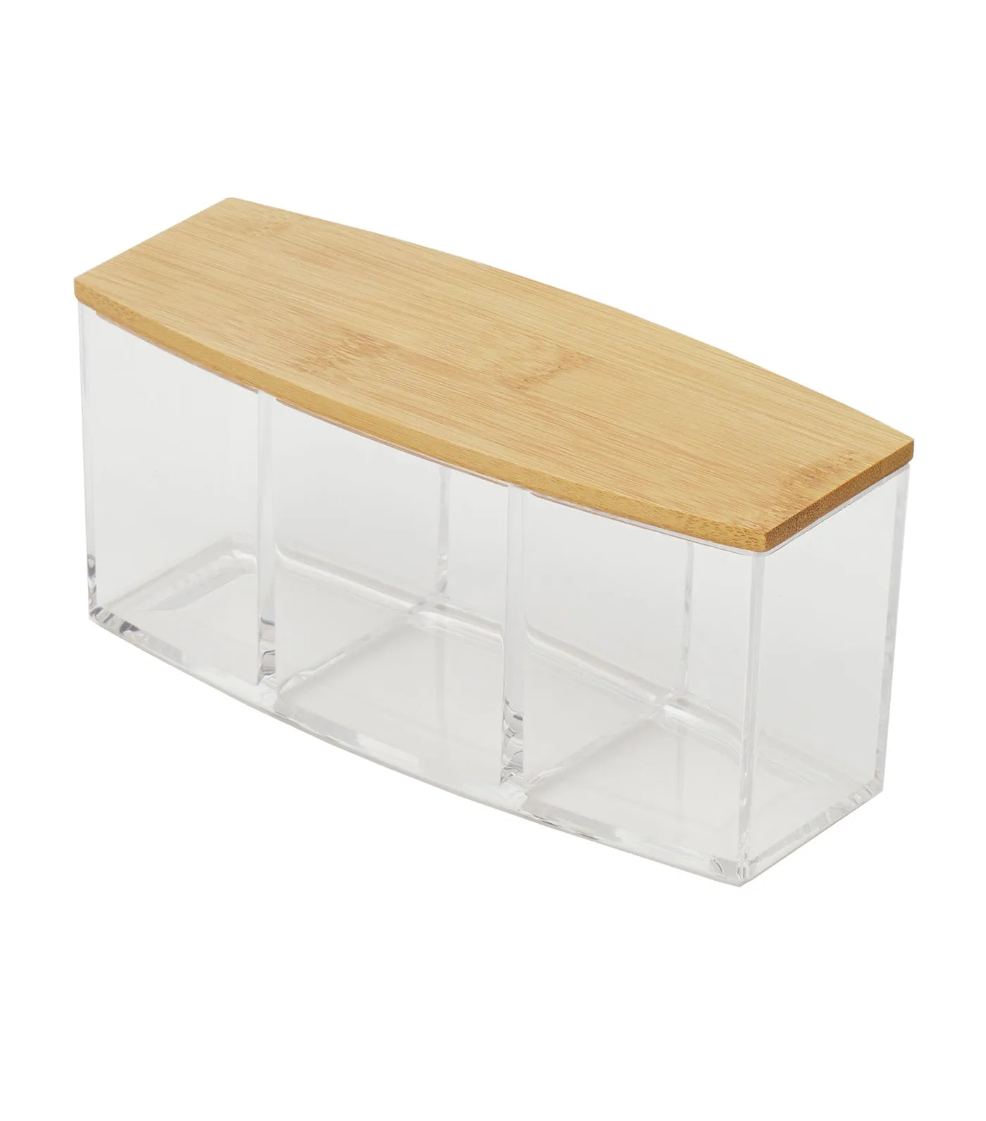 Cosmetic Organizer with Bamboo Lid