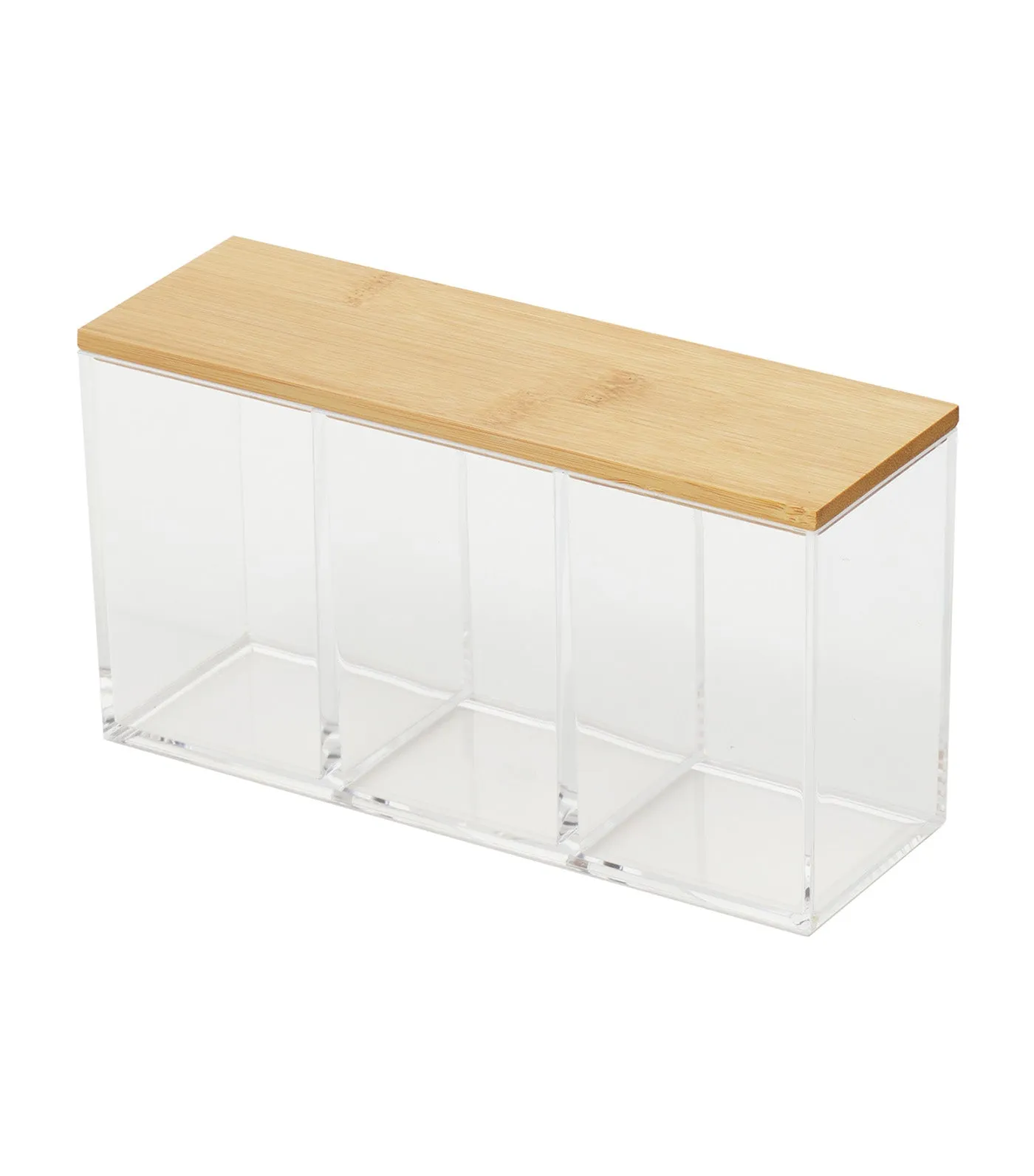 Cosmetic Organizer with Bamboo Lid