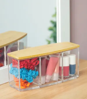 Cosmetic Organizer with Bamboo Lid