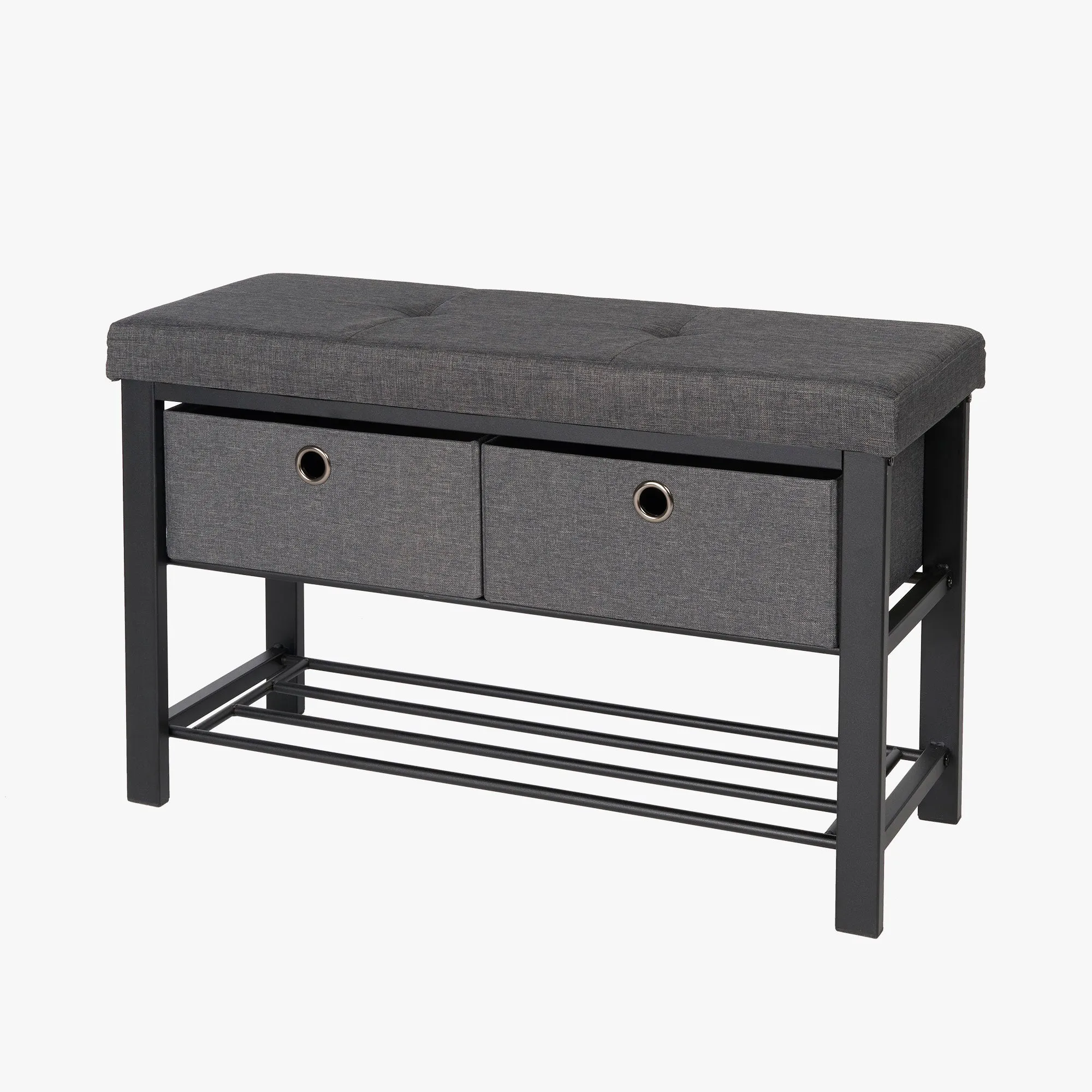 Cushioned Shoe Storage Bench with Drawers