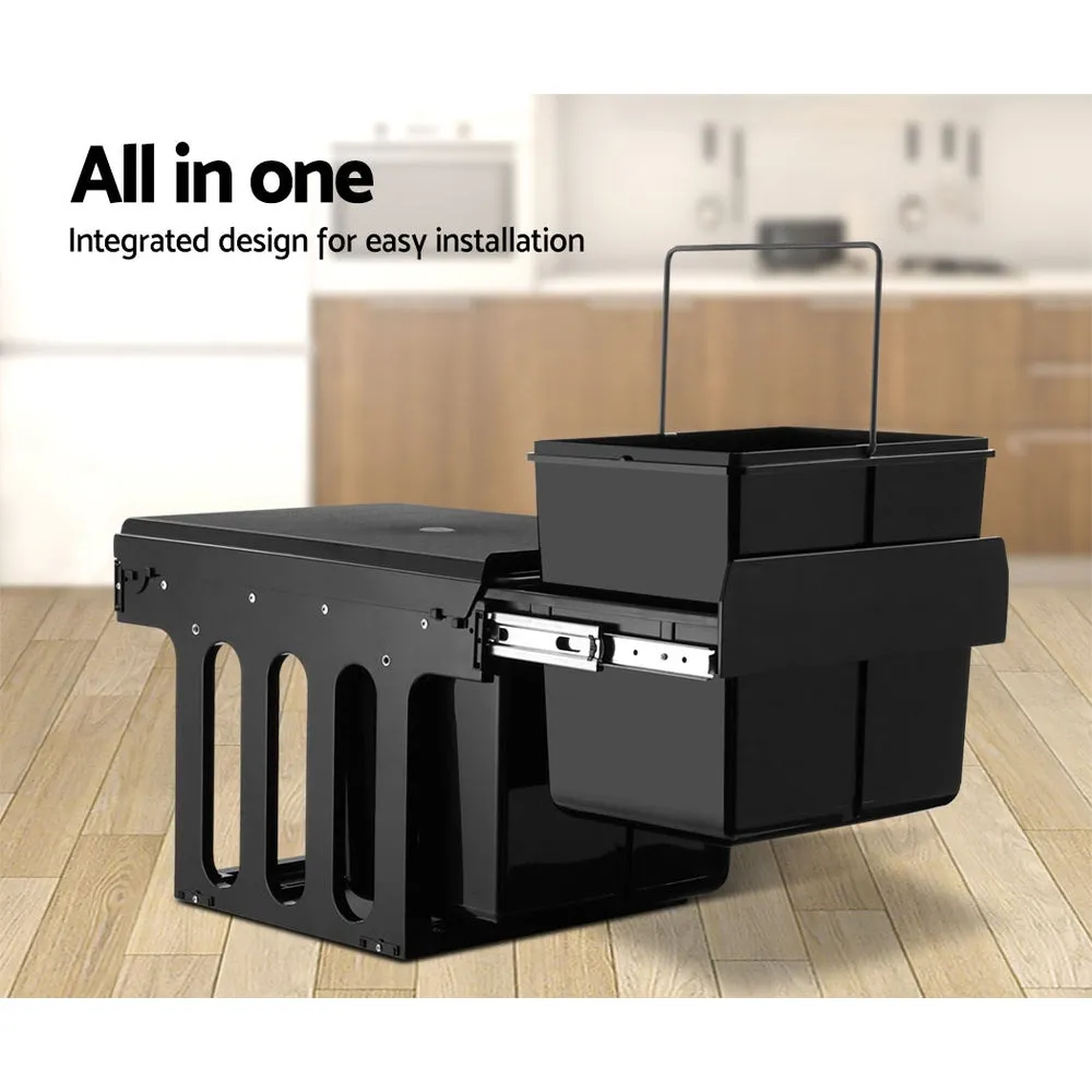 Double 15L Kitchen Pull Out Bin, 30L Capacity - Cefito