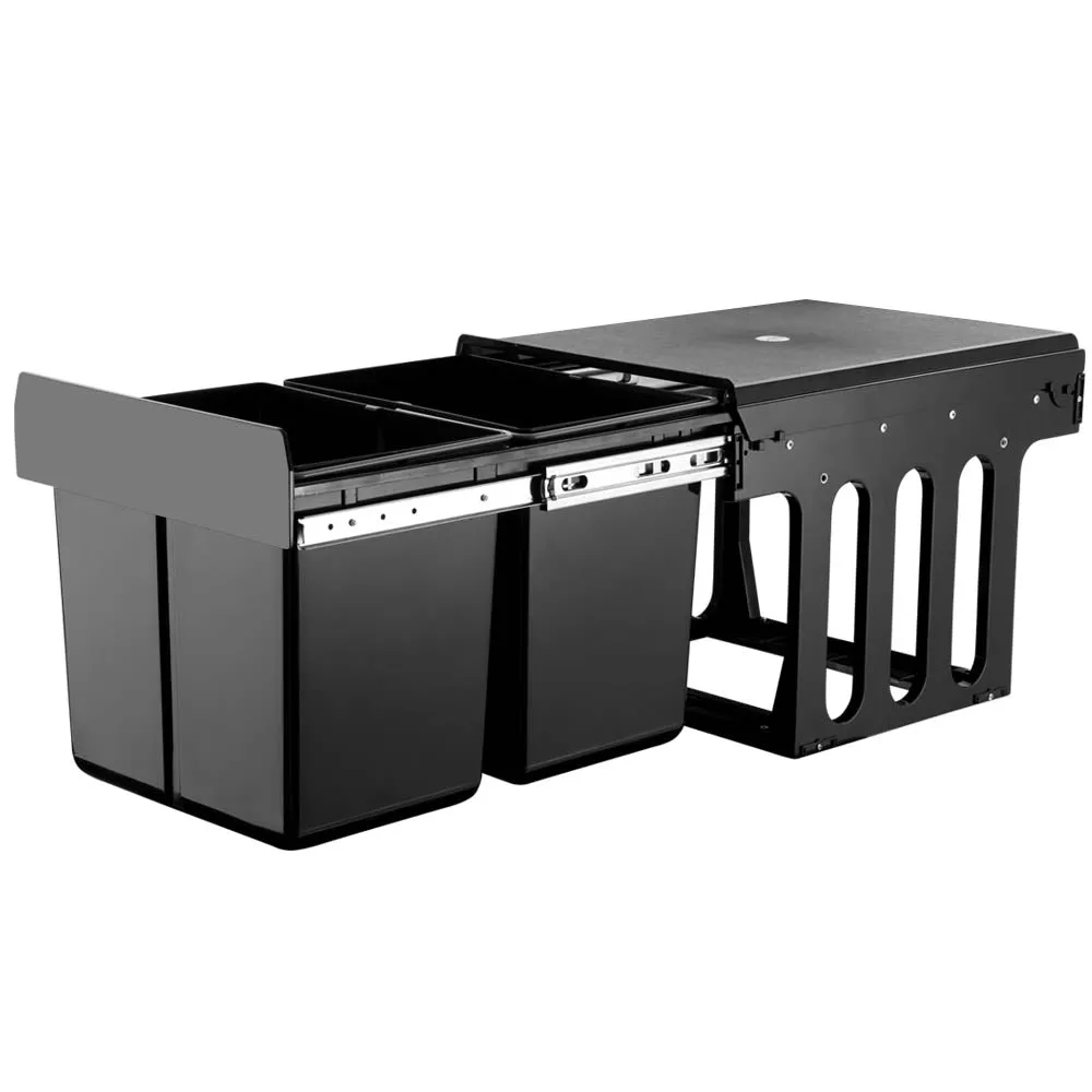 Double 15L Kitchen Pull Out Bin, 30L Capacity - Cefito