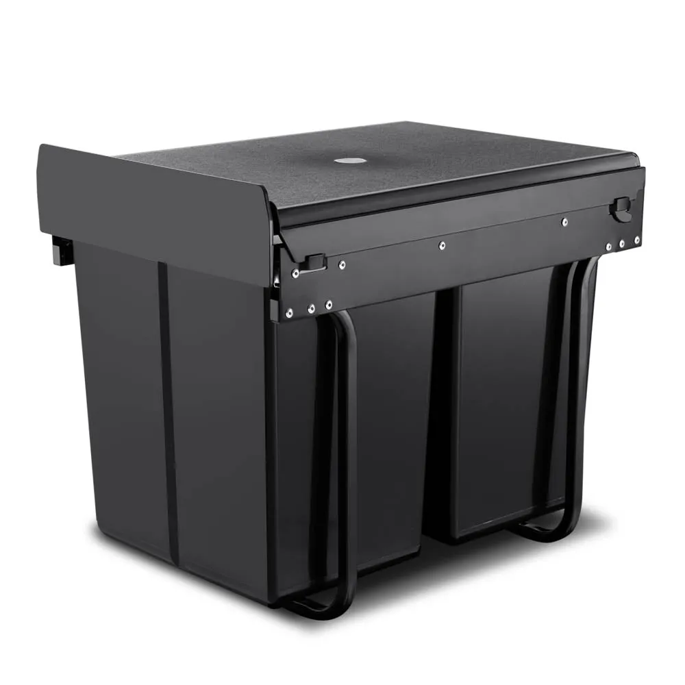 Double 20L Pull Out Kitchen Bin with Sliding Runners - Cefito