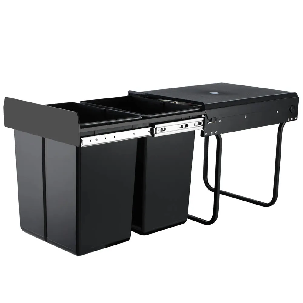 Double 20L Pull Out Kitchen Bin with Sliding Runners - Cefito