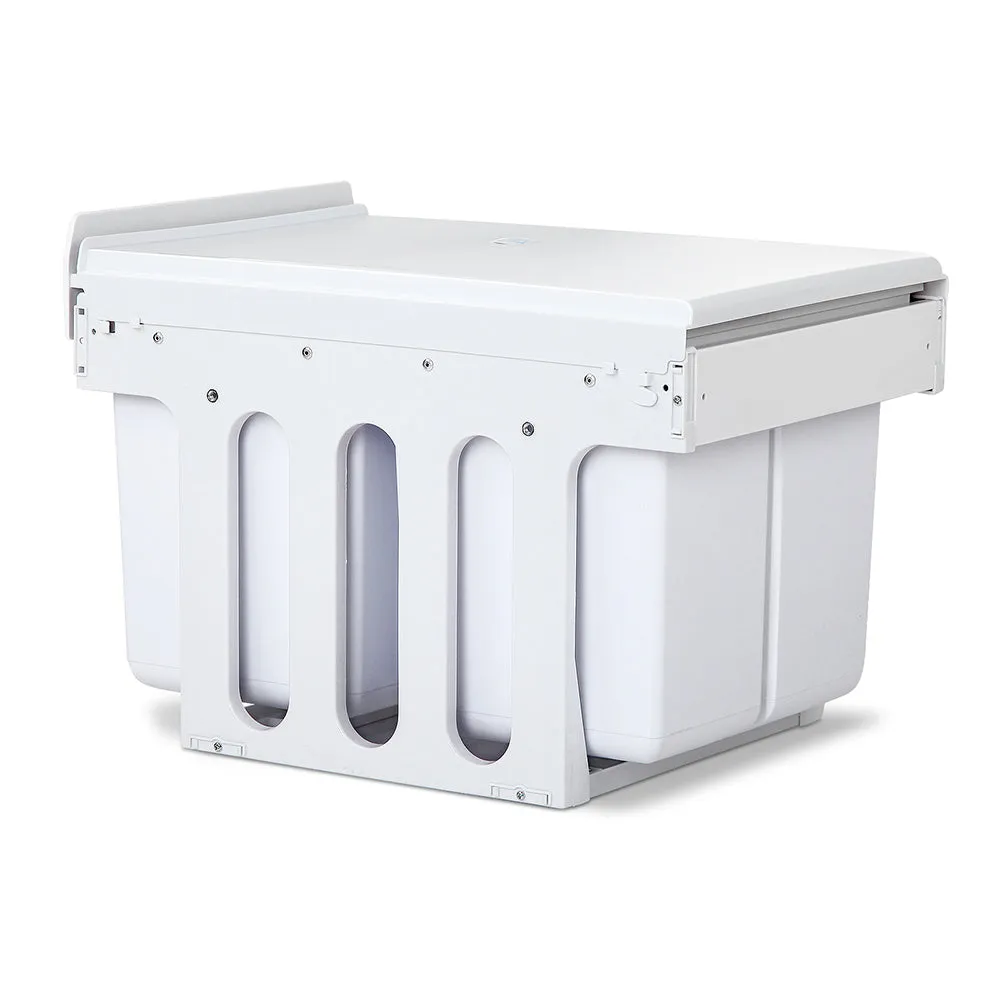 Dual Compartment Pull-Out Bin 30L White Kitchen - Cefito