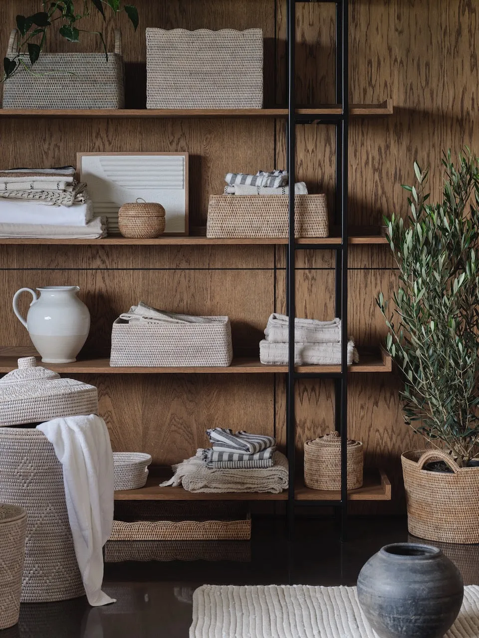 Ely Round Rattan Storage Box Natural