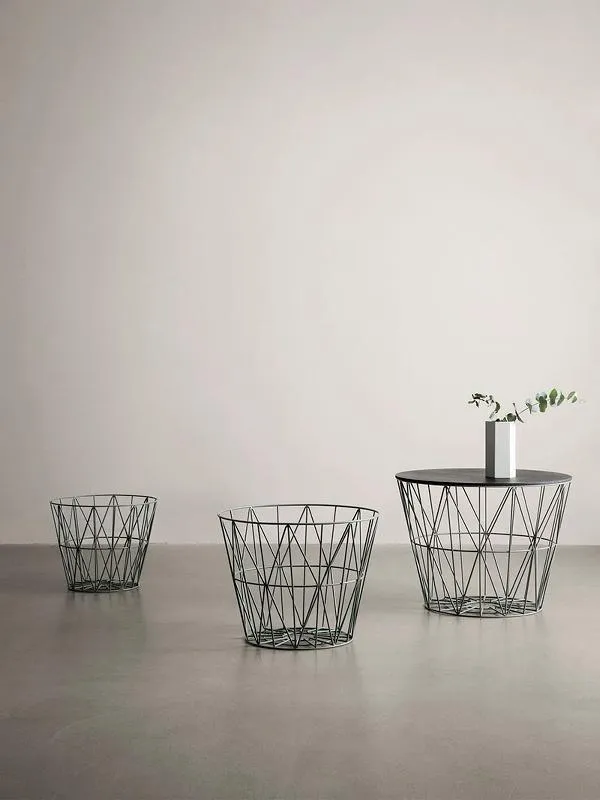 Ferm Living Grey Wire Basket Set - Available in 3 Versatile Sizes for Stylish Storage