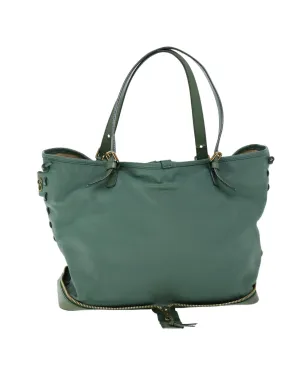 Green Leather Tote Bag