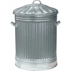 Groundsman Galvanised Bin with Steel Lid 90L 57x36x48cm