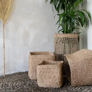 Handwoven Seagrass Baskets - Square - Set of Three