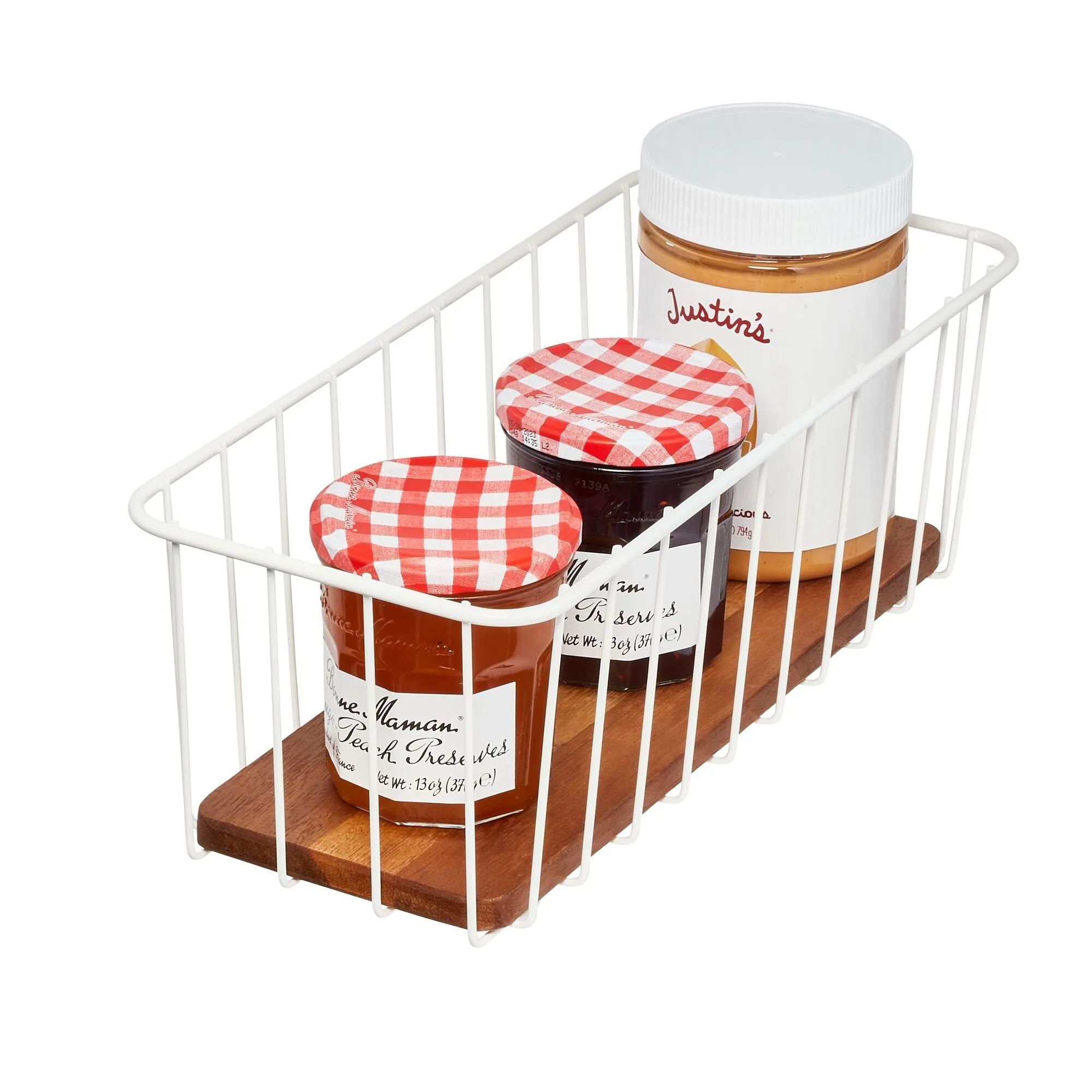 iDesign Pantry Wire Basket Acacia Wood