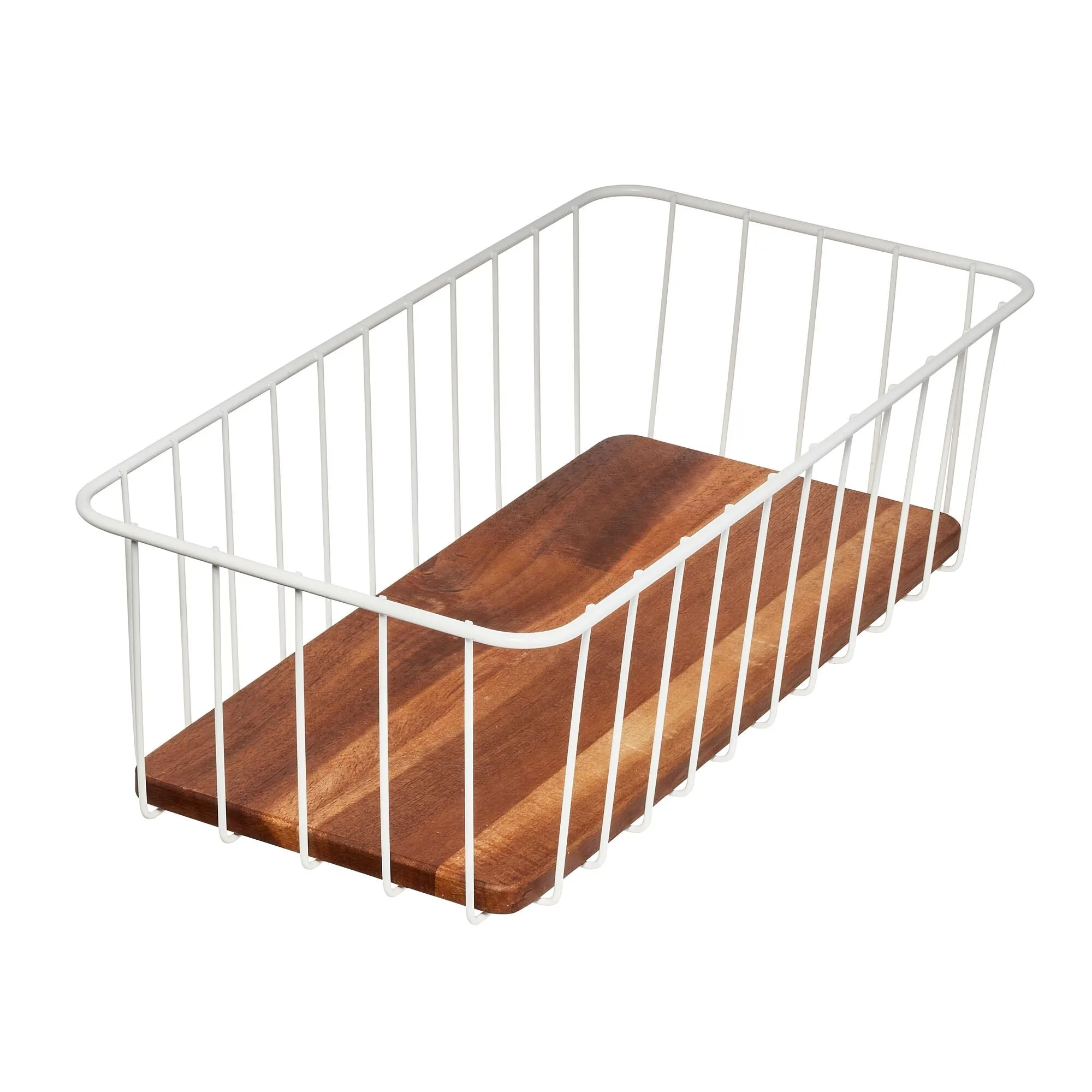 iDesign Pantry Wire Basket Acacia Wood