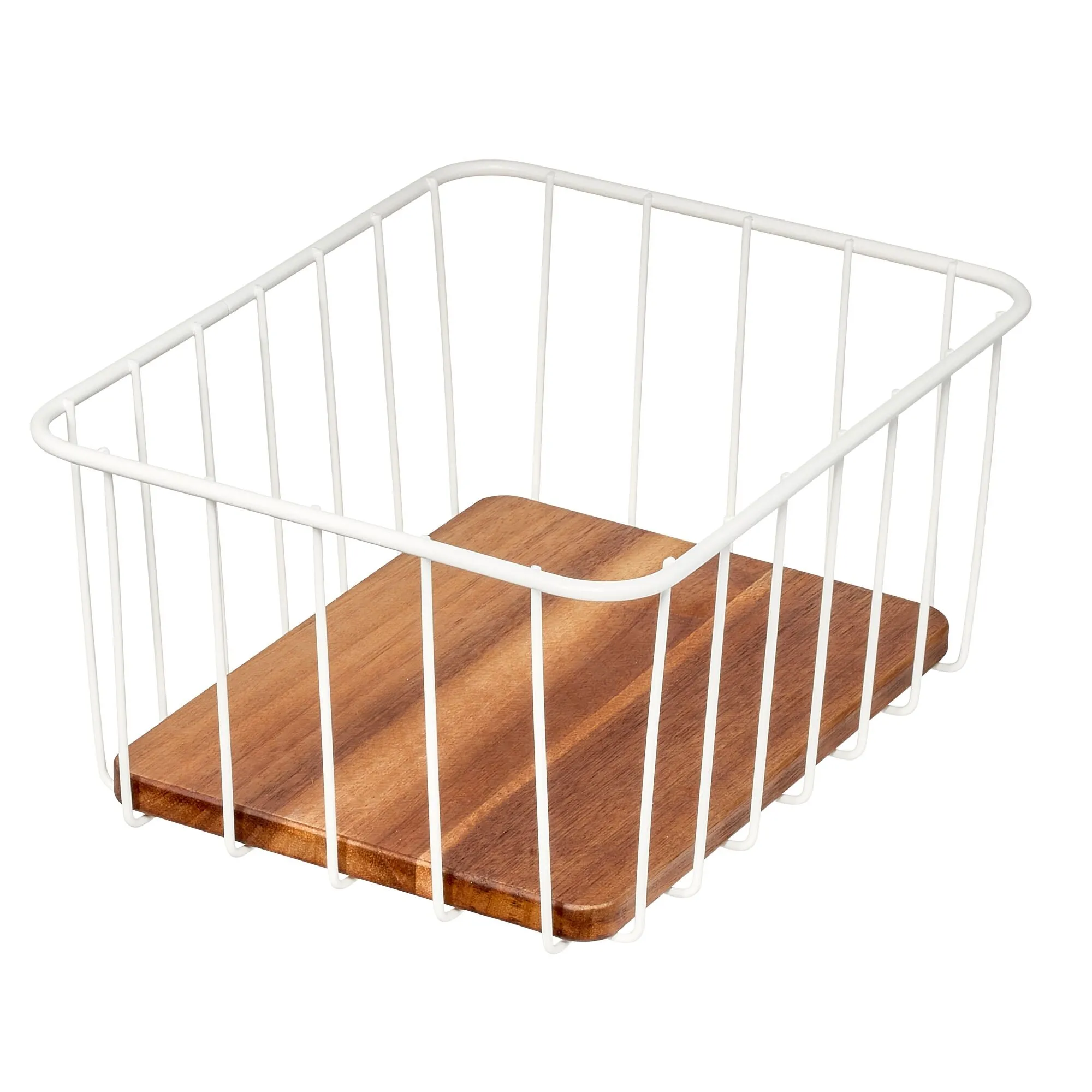 iDesign Pantry Wire Basket Acacia Wood