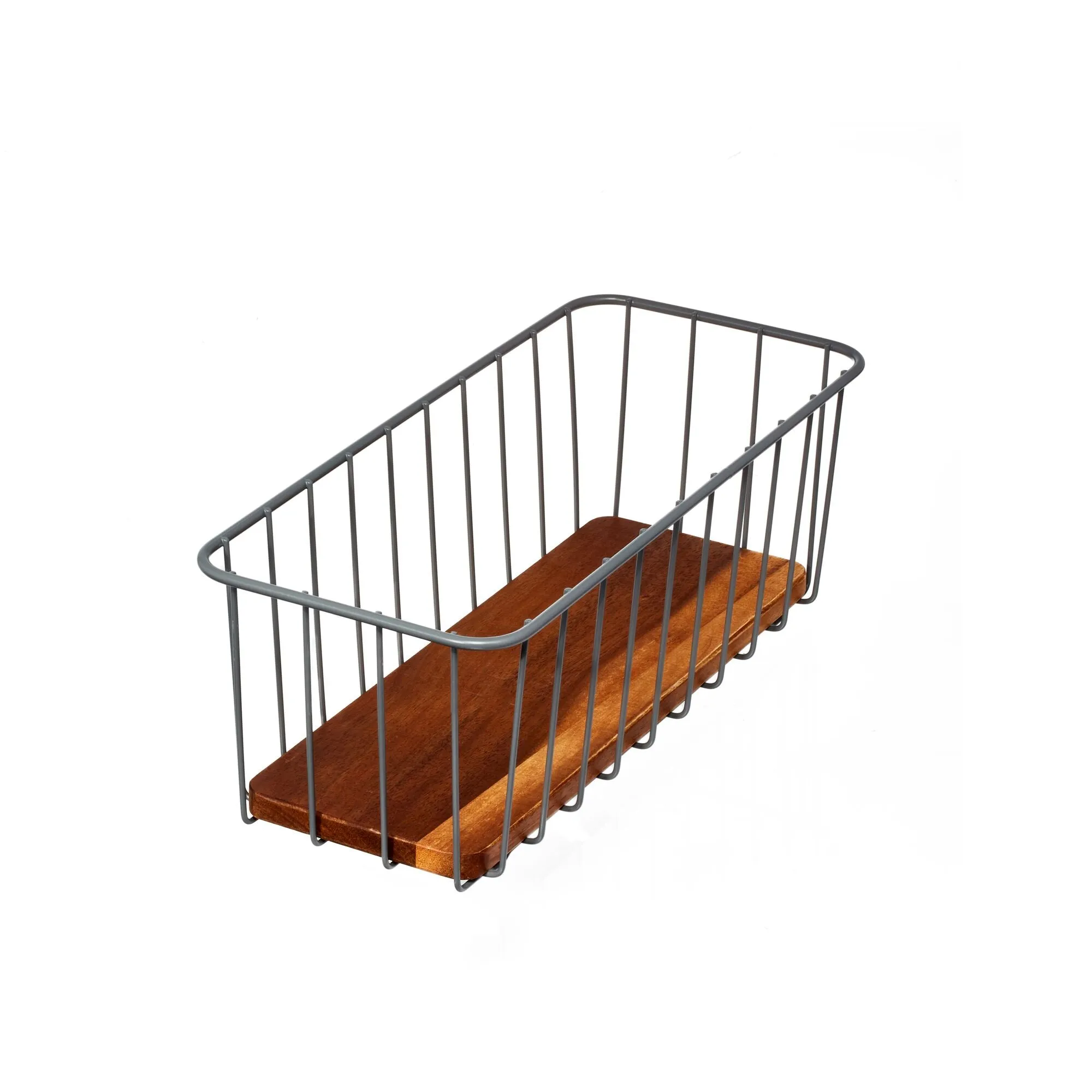 iDesign Pantry Wire Basket Acacia Wood