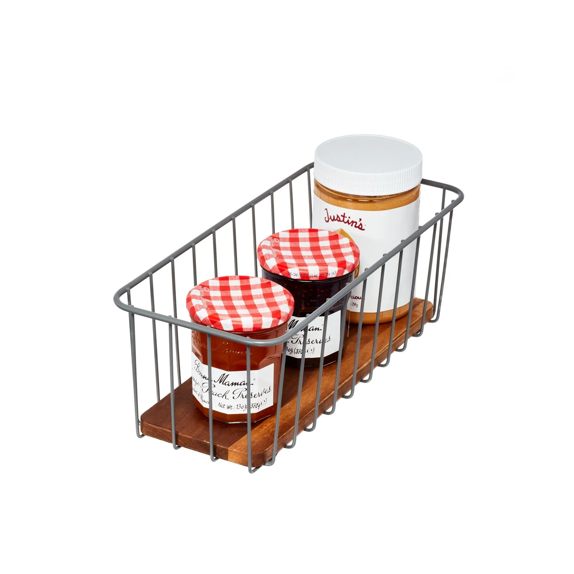 iDesign Pantry Wire Basket Acacia Wood