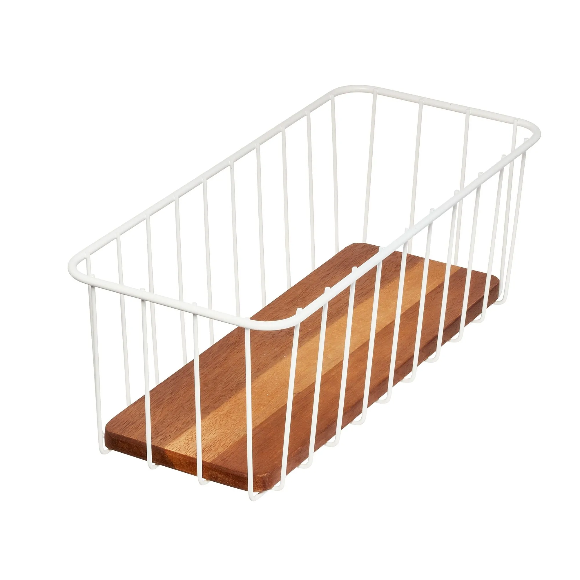 iDesign Pantry Wire Basket Acacia Wood