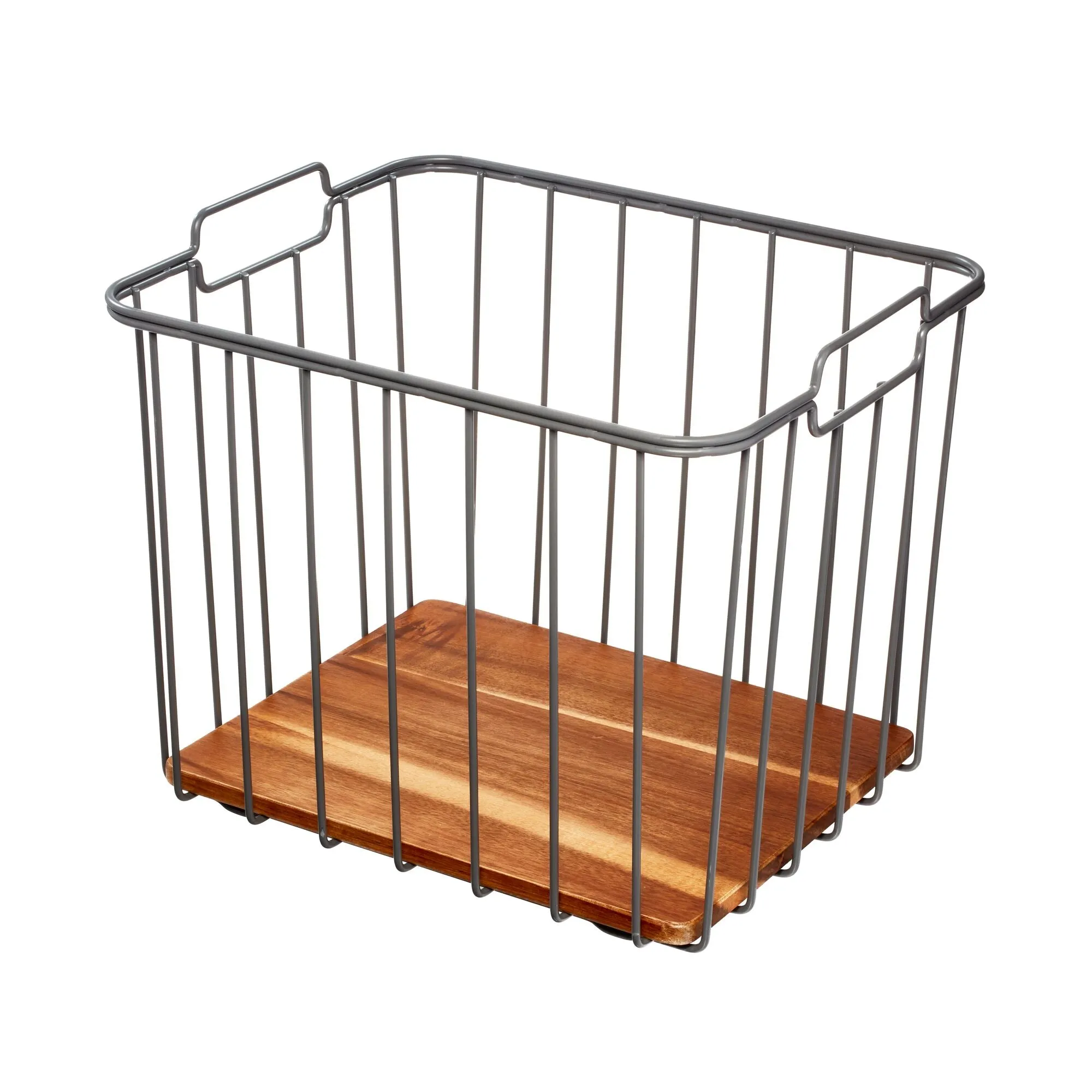 iDesign Pantry Wire Basket Acacia Wood