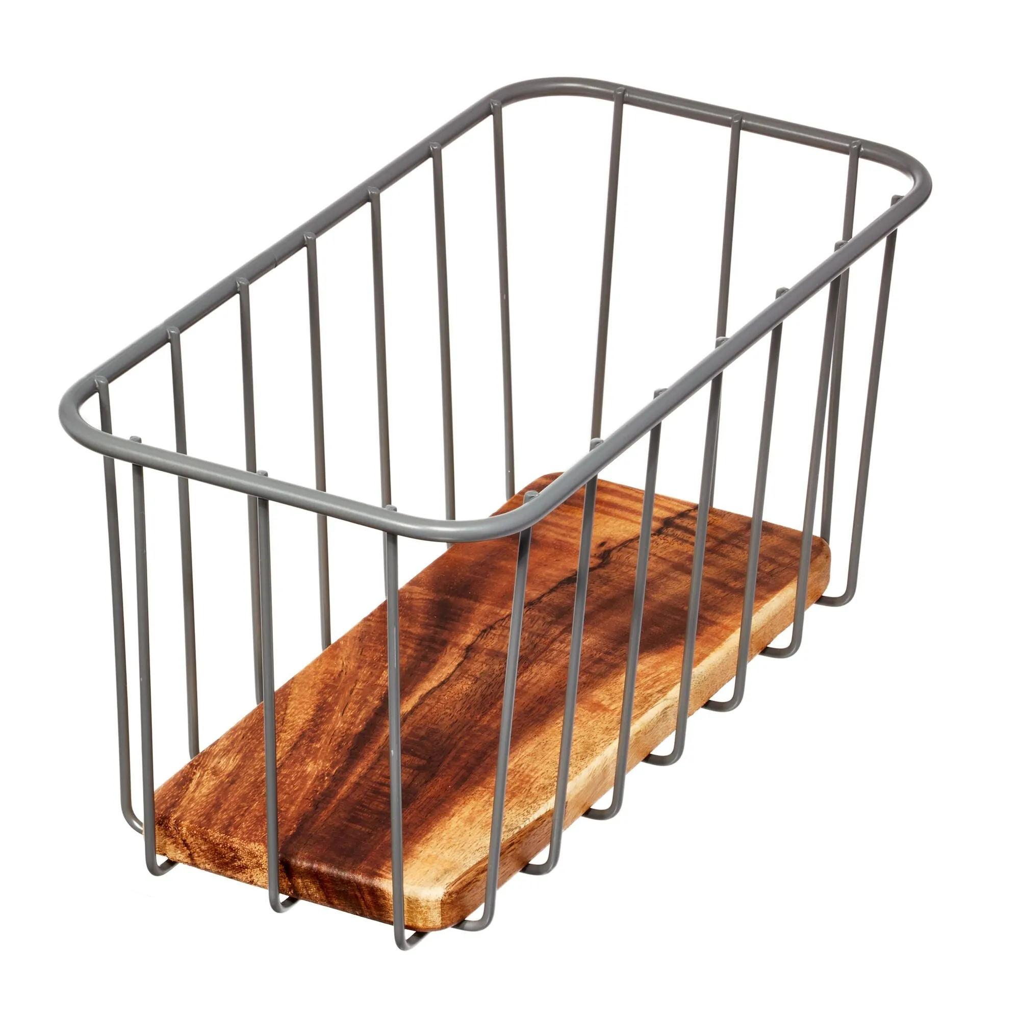 iDesign Pantry Wire Basket Acacia Wood