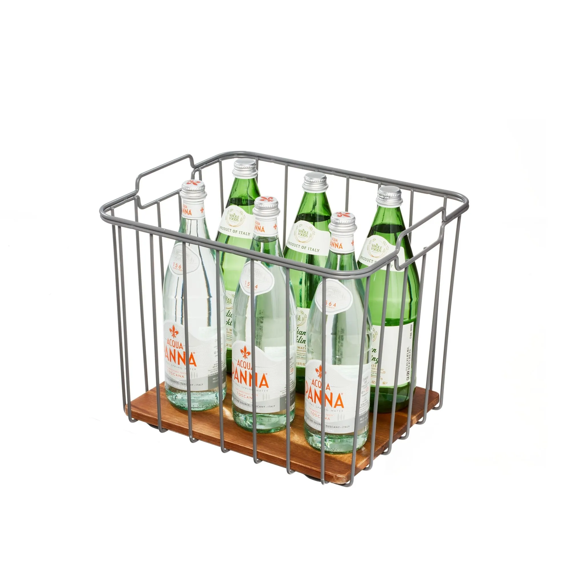 iDesign Pantry Wire Basket Acacia Wood