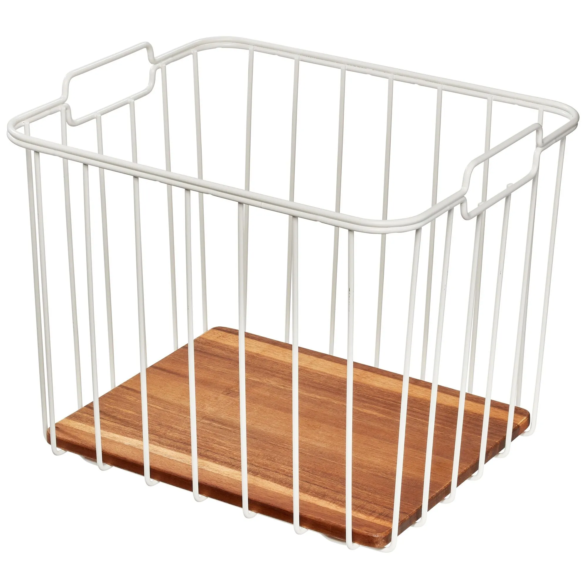 iDesign Pantry Wire Basket Acacia Wood